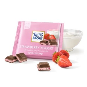 RITTER SPORT piena šokolāde - zemeņu jogurta, 100g