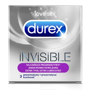 DUREX prezervatīvi Invisible Extra Lubricated N3